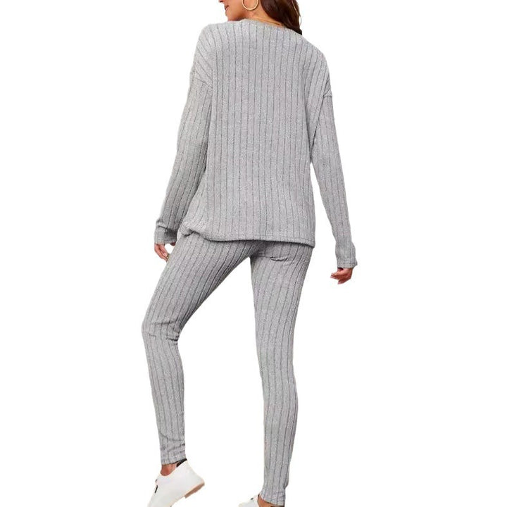 Damen Langärmliges Strickset mit Rippstruktur Drune