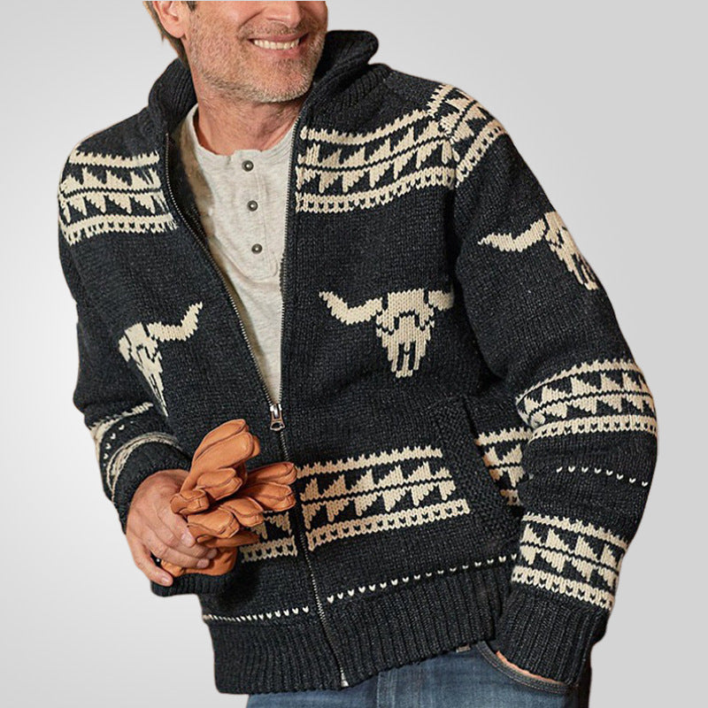 Herren Strickjacke mit einzigartigem Muster und praktischen Taschen Drune