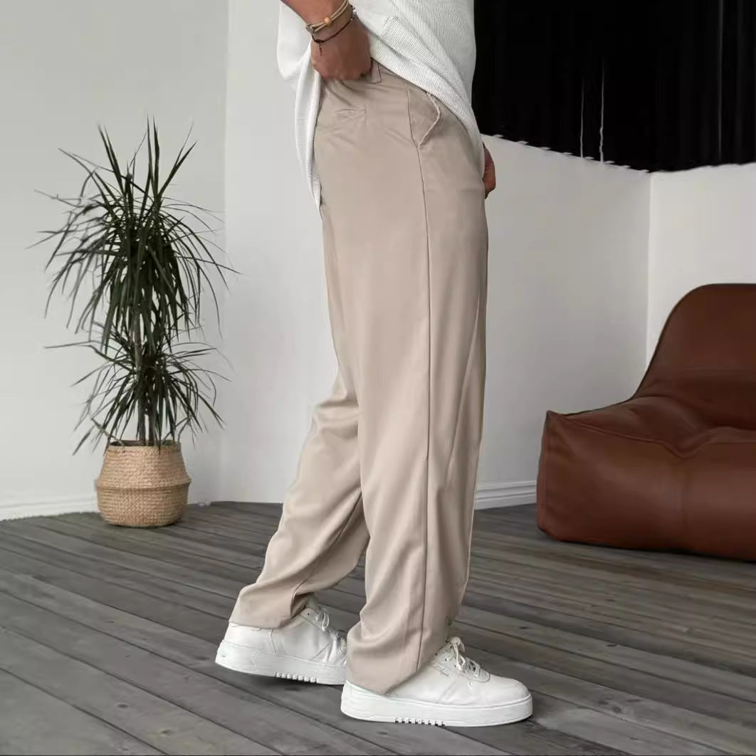 Herren elegante und bequeme Chinohose mit Falten Drune