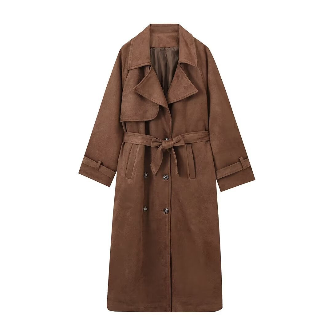 Damen eleganter Trenchcoat mit gefüttertem Kragen und praktischen Taschen Drune
