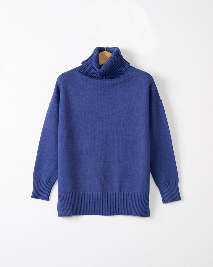 Damen gemütlicher Pullover mit Stehkragen und weitem Schnitt Drune