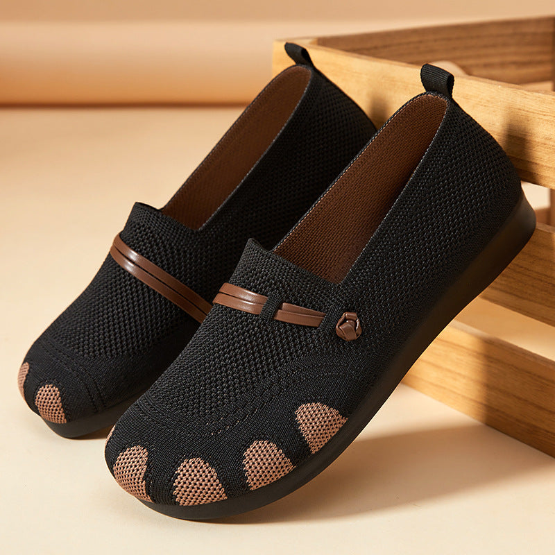 Damen nan gestrickter Komfort-Slipper mit Zehenoptik, elastischem Einstieg und stoßdämpfender EVA-Sohle Drune