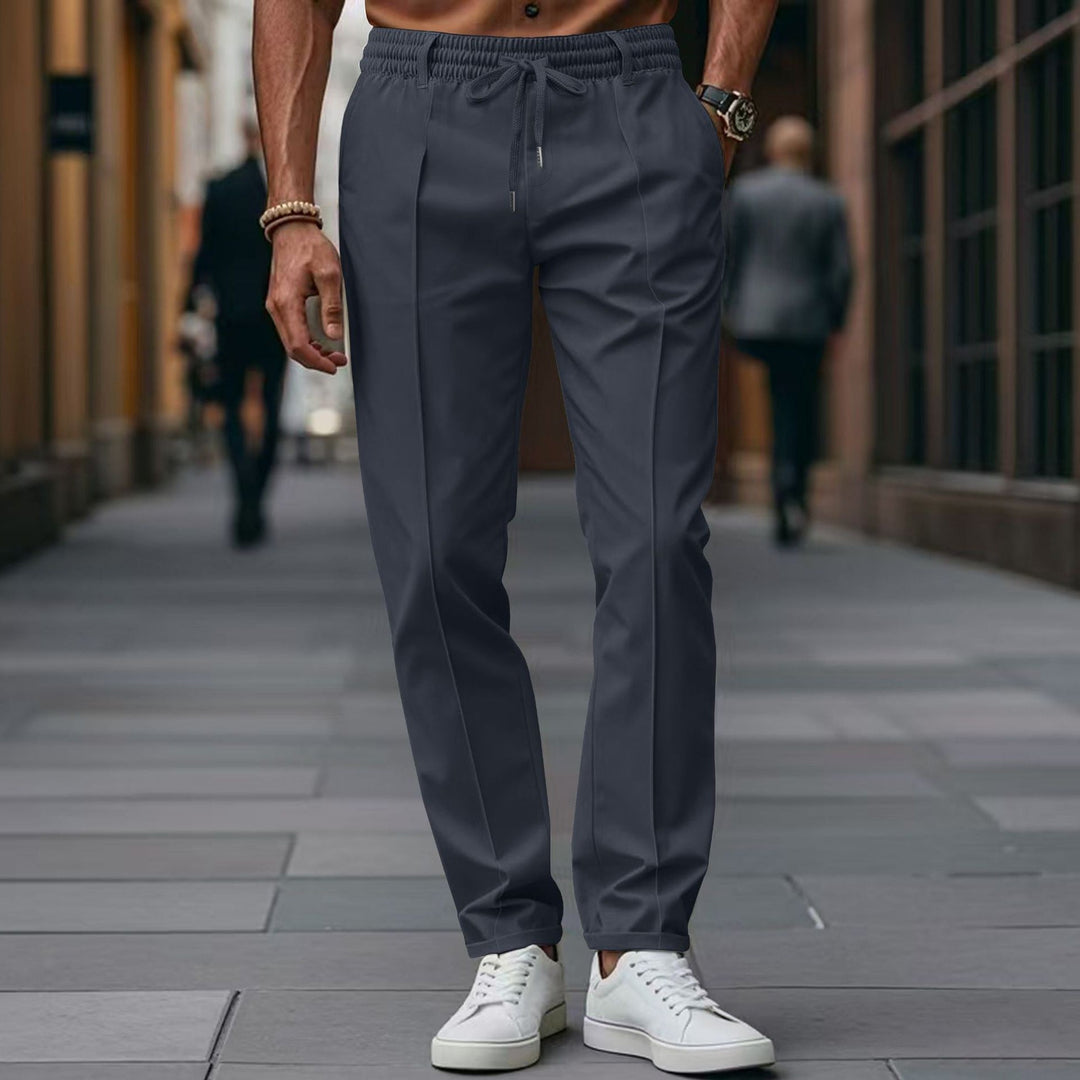 Drune | Herren Gerade Passform Elastischer Bund mit Kordelzug Weicher Baumwollmix