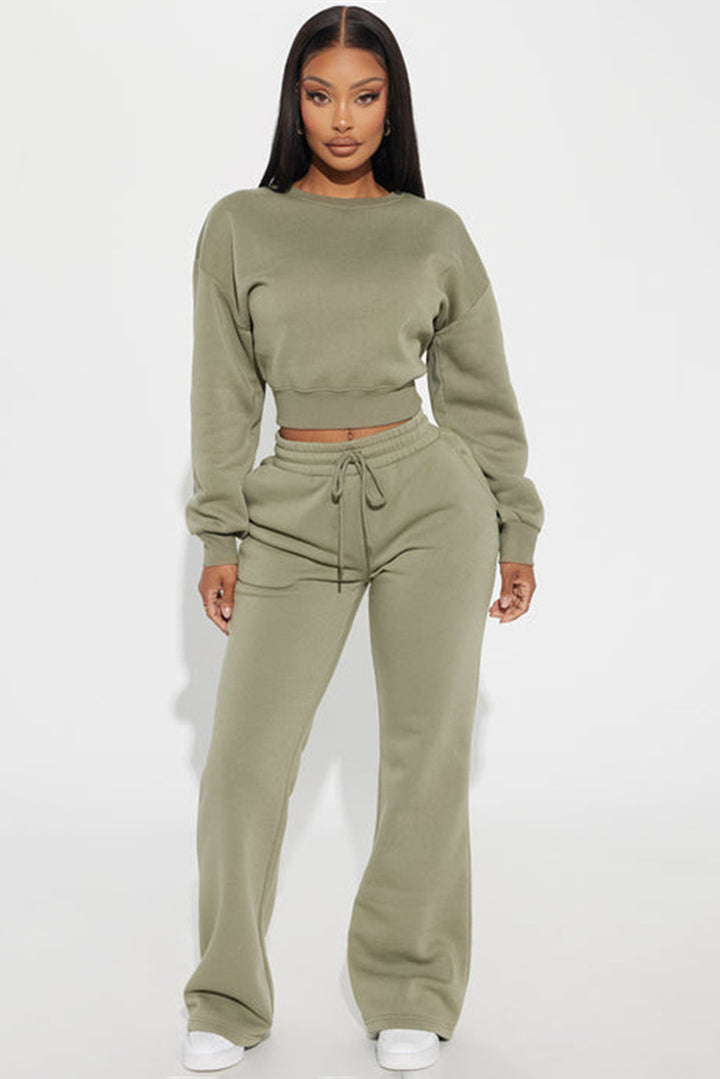 Damen cropped Sweatshirt mit voluminösen Ärmeln Drune