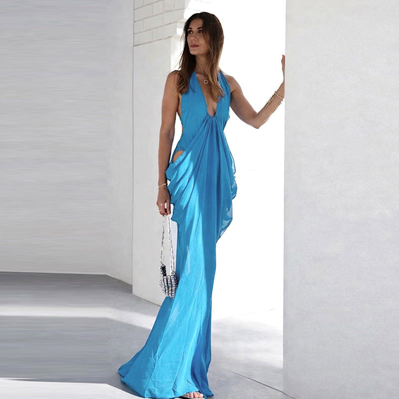 Damen Elegantes Wickelkleid mit tiefem V-Ausschnitt und raffinierten Drapierungen Drune