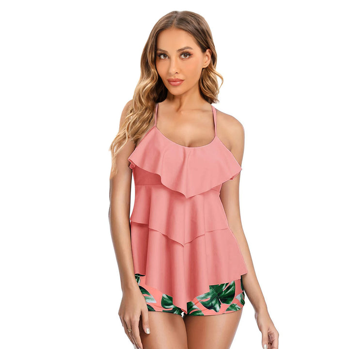 Damen Tankini mit fließendem Rüschendesign und floralem Print Drune