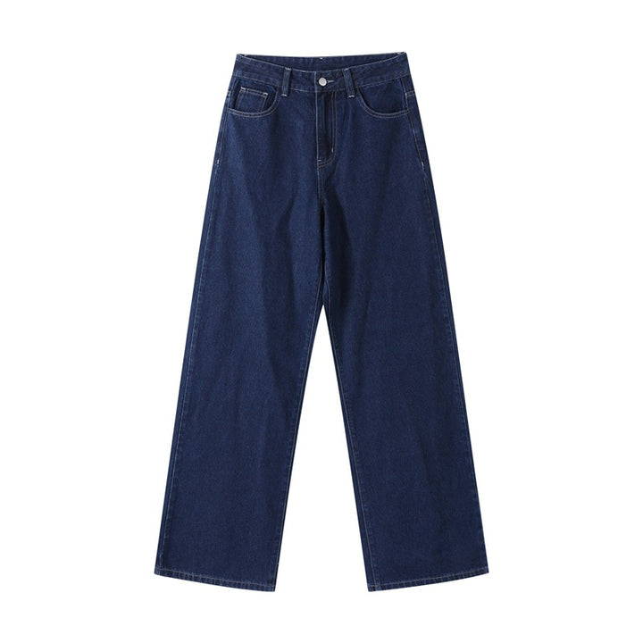 Damen weite Jeans mit hochtailliertem Schnitt und klassischen Taschen Drune
