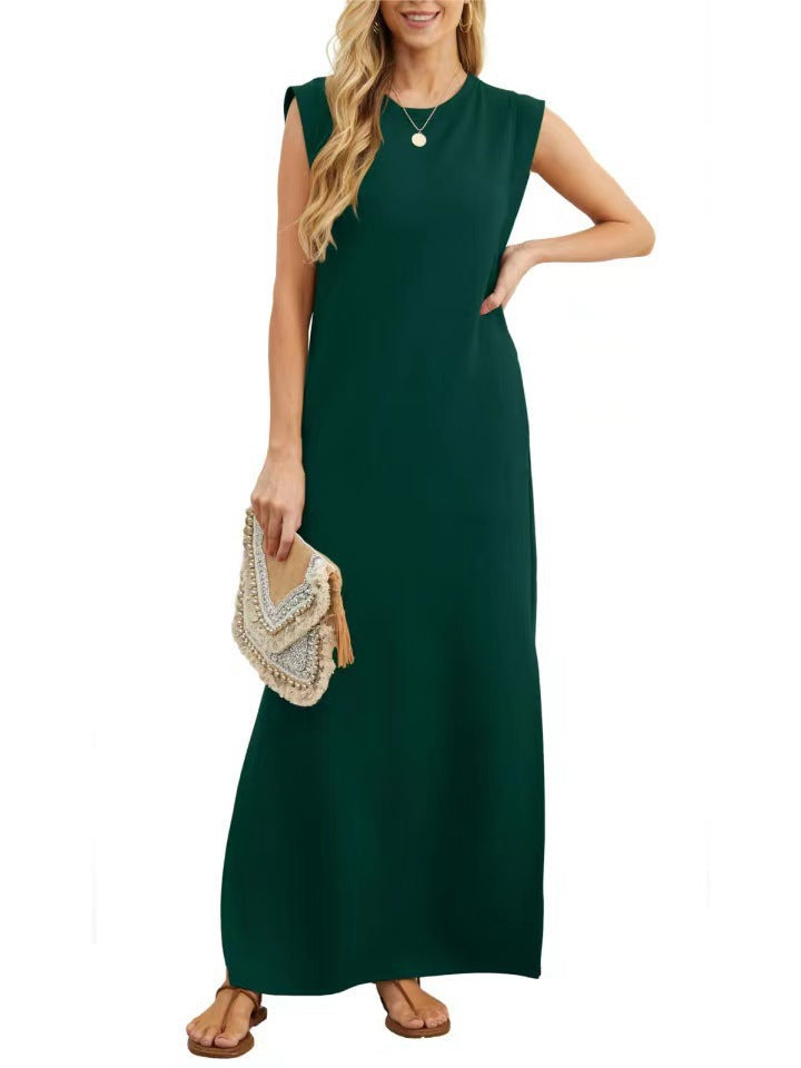 Damen Maxikleid mit modernen Schulterdetails und fließendem Schnitt Drune