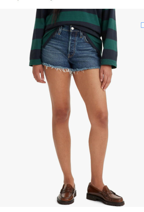 Damen Frayed Denim-Shorts im Vintage-Stil mit moderner Passform Drune