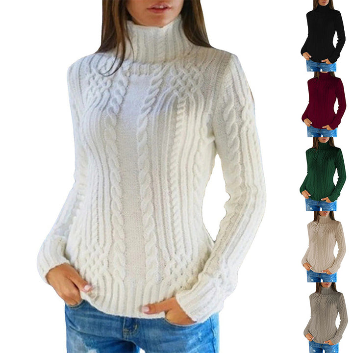 Damen Hochwertiger Strickpullover mit Stehkragen und Zopfmuster Drune
