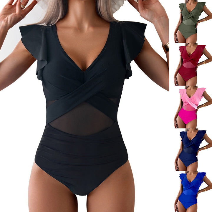 Damen Elegant geschnittener Einteiler mit Rüschendetails Drune
