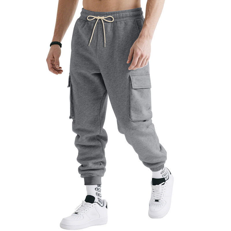 Herren nan technische Cargo-Sweathose mit Doppelklappen-Taschen, elastischem Kordelbund und konischen Rippbündchen Drune