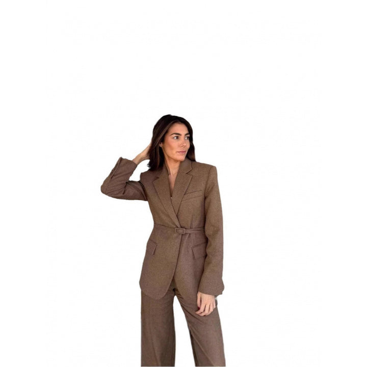 Damen Eleganter Blazer mit Taillengürtel und praktischen Taschen Drune