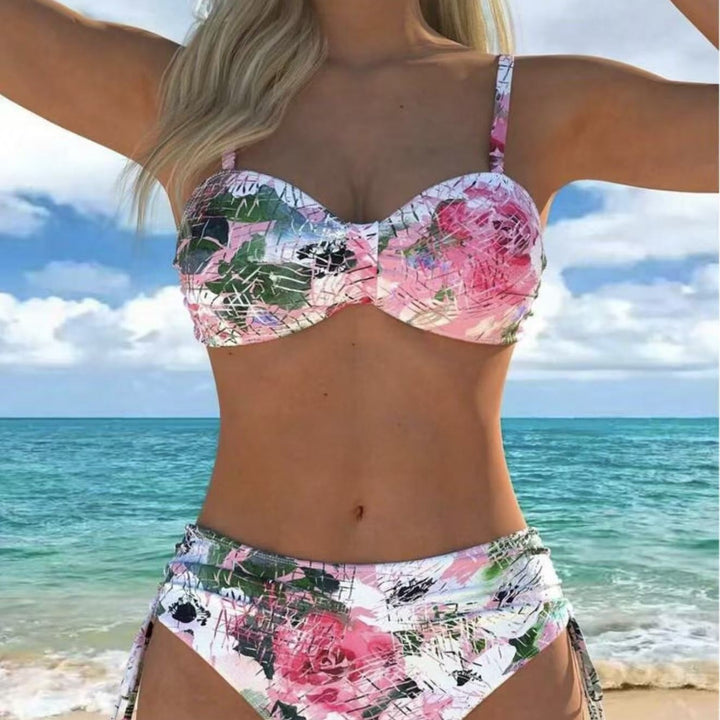 Damen Bikini-Set mit geschmeidigem Oberteil und hoch taillierter Hose Drune