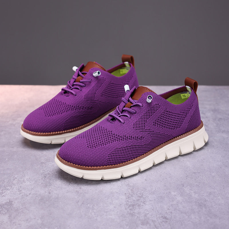 Damen nan gestrickter Derby-Sneaker mit flexibler Rillenlaufsohle und gepolstertem Komfortfußbett Drune
