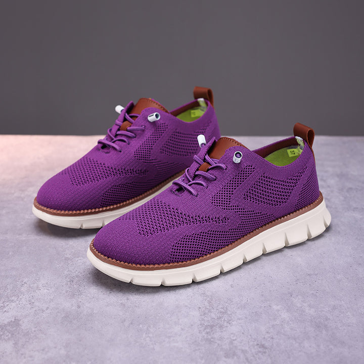Damen nan gestrickter Derby-Sneaker mit flexibler Rillenlaufsohle und gepolstertem Komfortfußbett Drune
