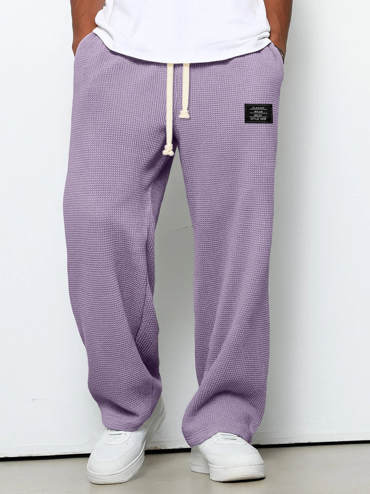 Herren nan lässige Waffelstruktur Lounge-Hose mit Kordelzug, elastischem Bund und weiter Passform Drune
