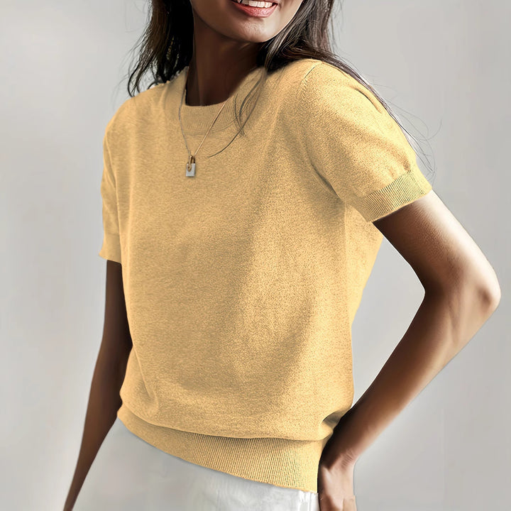 Damen Feinstrickpullover mit kurzarmiger Silhouette und weich fließendem Material Drune