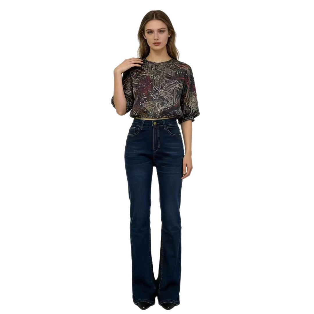 Damen hoch taillierte Bootcut Jeans im eleganten Design Drune