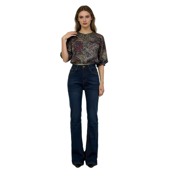 Damen hoch taillierte Bootcut Jeans im eleganten Design Drune