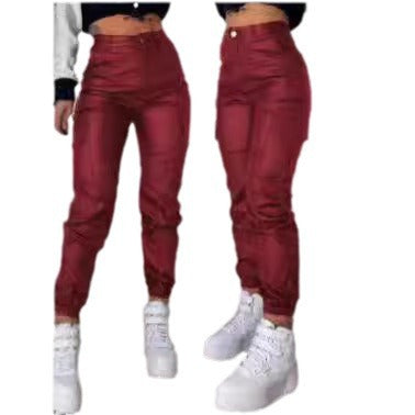 Damen modische Cargo-Hose mit elastischem Bund und Eingrifftaschen Drune