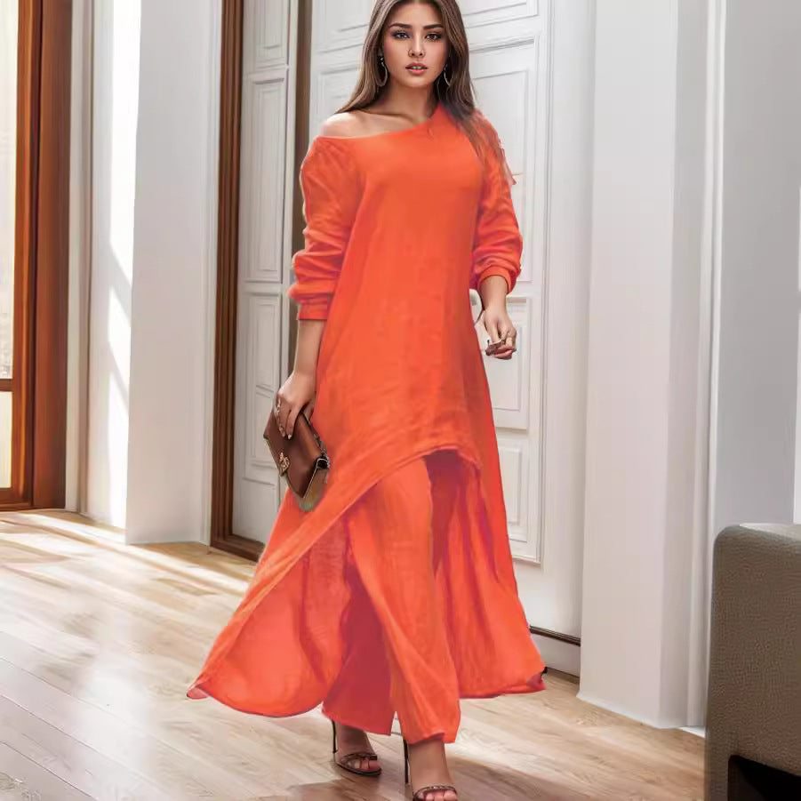 Damen Elegante Leinenbluse mit asymmetrischem Schnitt und lässigem Design Drune