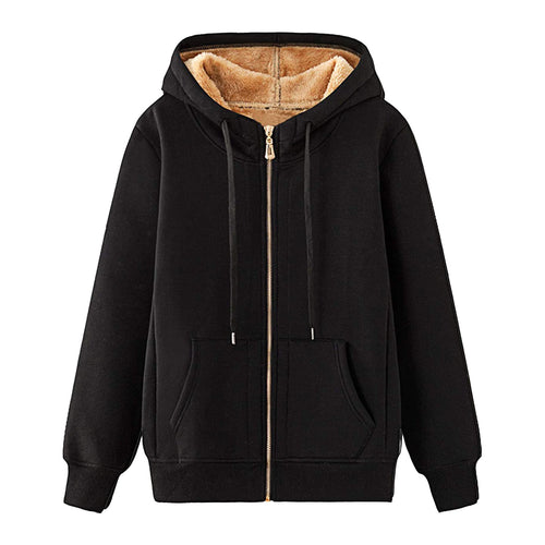 Damen Kapuzenjacke mit flauschigem Innenfutter und praktischen Taschen Drune