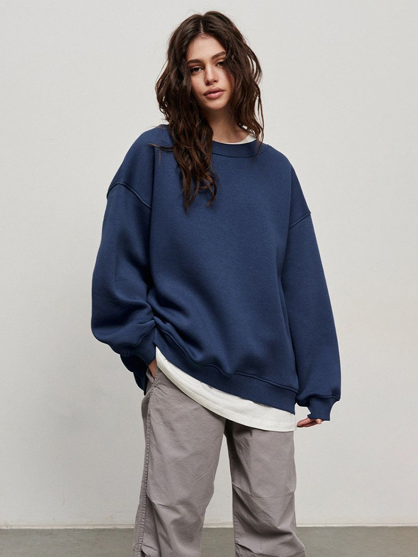 Damen Oversized Sweatshirt im lässigen Stil mit übergroßen Ärmeln und elastischen Bündchen Drune