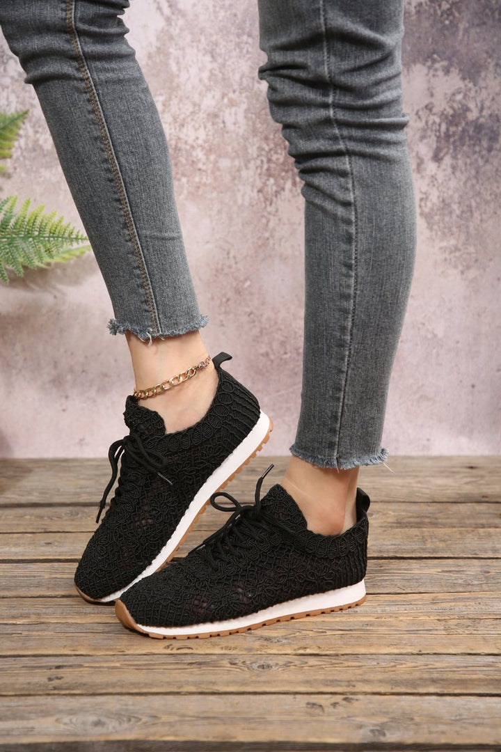 Damen  gestrickte Slip-On Plateau-Sneaker mit atmungsaktivem Obermaterial und gepolstertem Komfortfußbett Drune