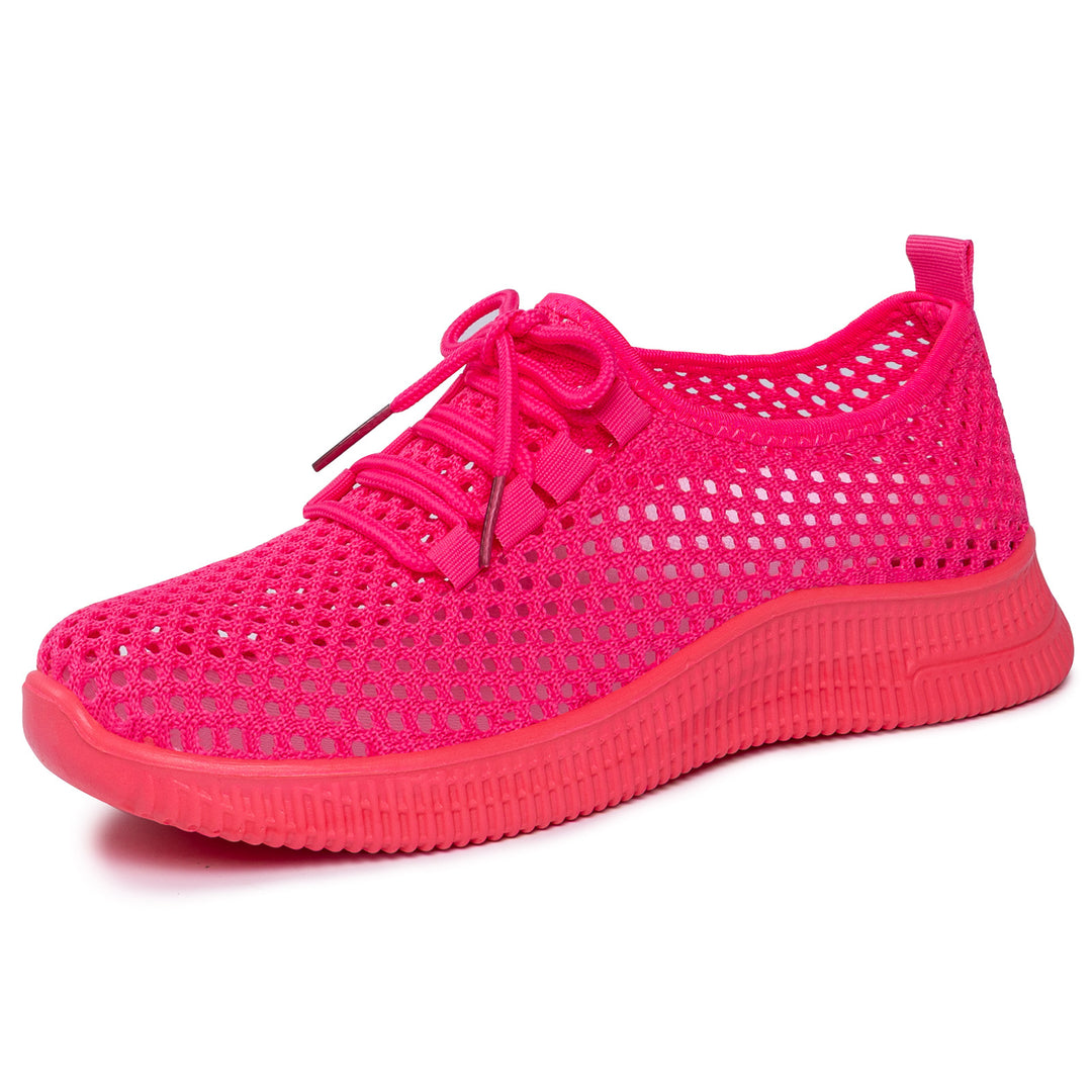 Damen nan atmungsaktiver Mesh-Slip-On Sneaker mit elastischer Schnürung und flexibler Profilsohle Drune