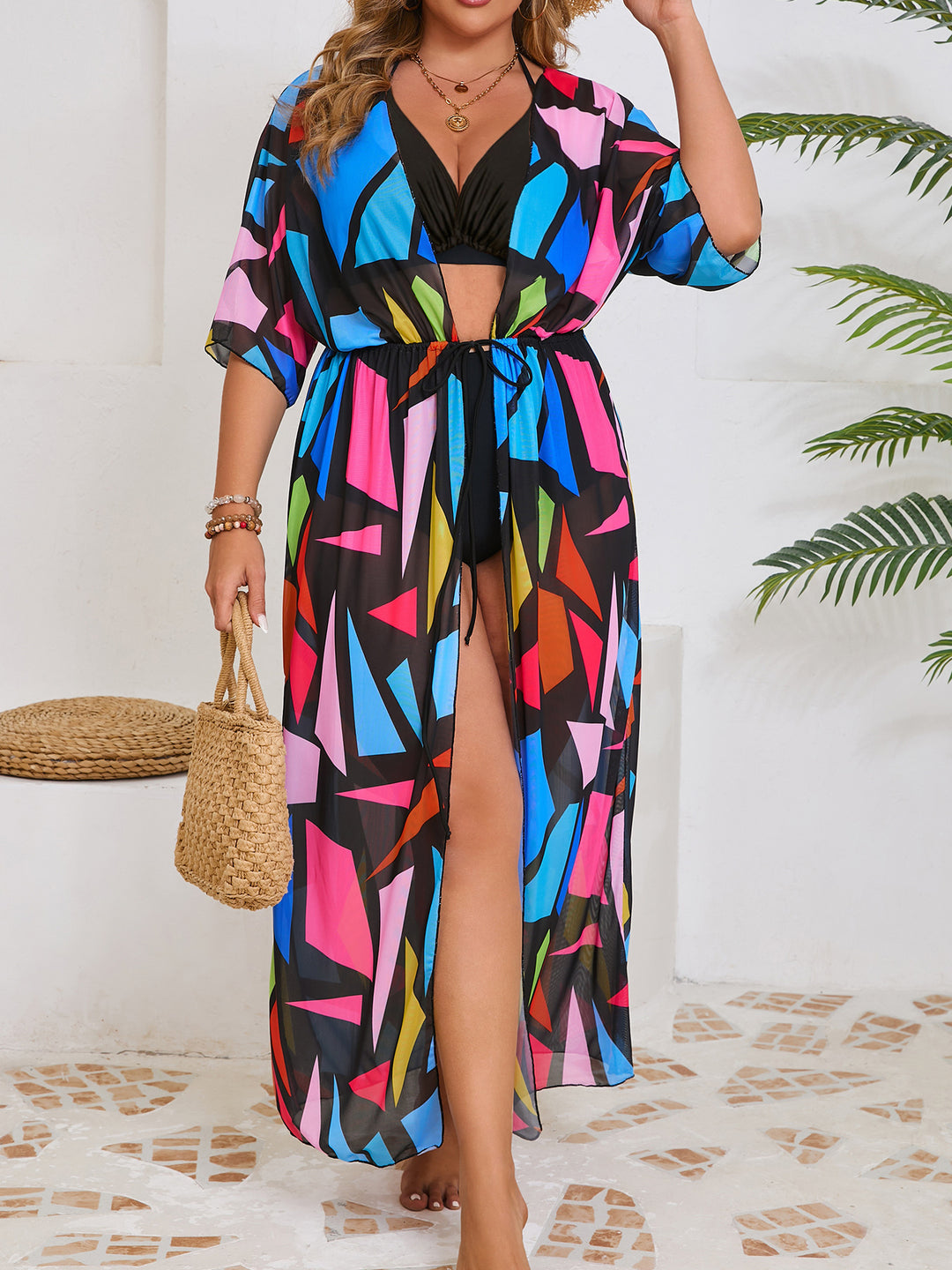 Damen Strandkimono mit lebendigem Design Drune