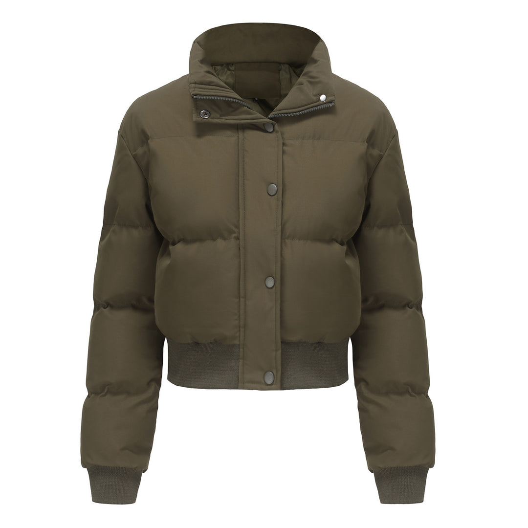 Damen cropped Steppjacke mit hohem Kragen und praktischen Druckknöpfen Drune