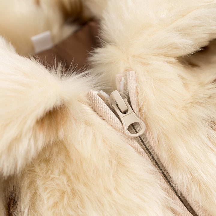 Damen Modische Kunstfelljacke mit tierischem Muster und elegantem Kragen Drune