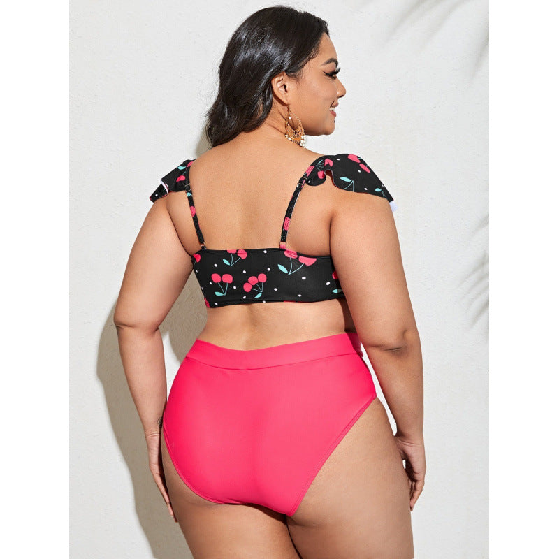 Damen Bikini-Set mit Raffinierter Rüschendetail und Bequemem Hohem Bund Drune