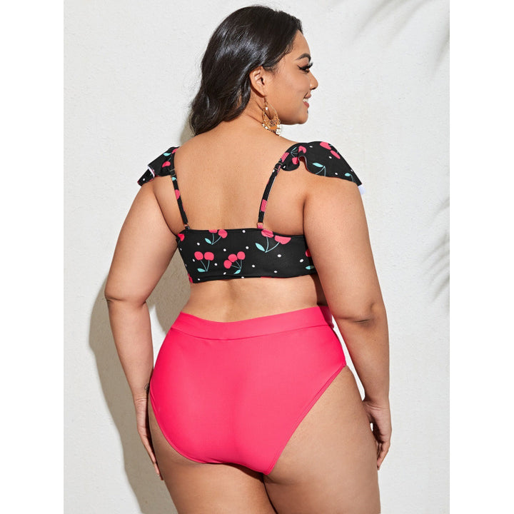 Damen Bikini-Set mit Raffinierter Rüschendetail und Bequemem Hohem Bund Drune