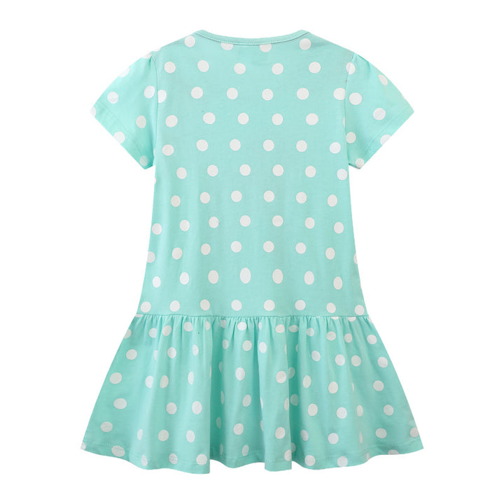 Mädchen Polka Dots Kleid mit süßem Reh-Design Drune