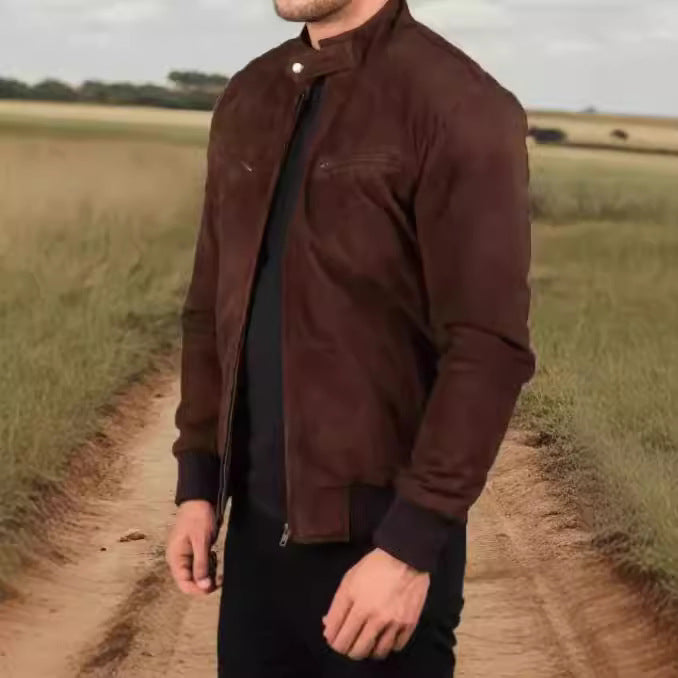 Herren Wildlederjacke im modernen Design mit praktischen Taschen Drune