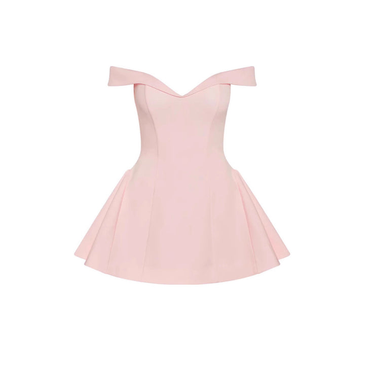 Damen Off-Shoulder Minikleid mit schwingendem Rock Drune