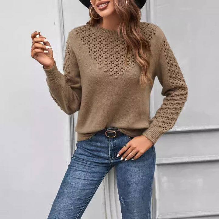 Damen Strickpullover mit luftiger Ajour-Muster und hochwertigen Details Drune