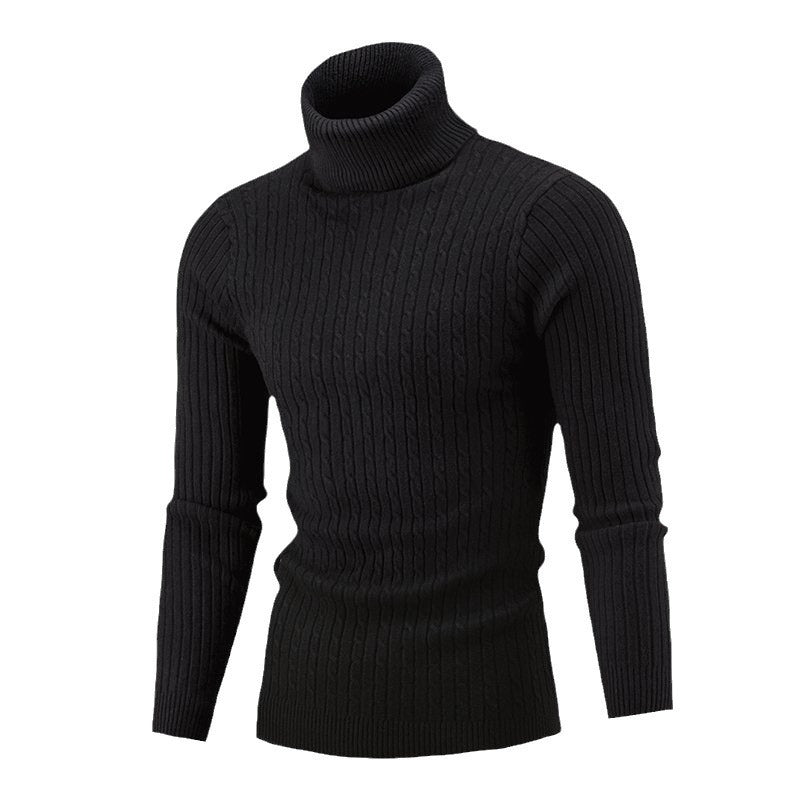Herren nan gerippter Rollkragenpullover mit Zopfmuster und körpernaher Slim-Fit-Silhouette Drune