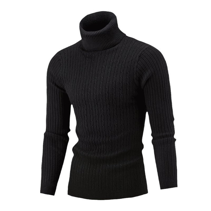 Herren nan gerippter Rollkragenpullover mit Zopfmuster und körpernaher Slim-Fit-Silhouette Drune