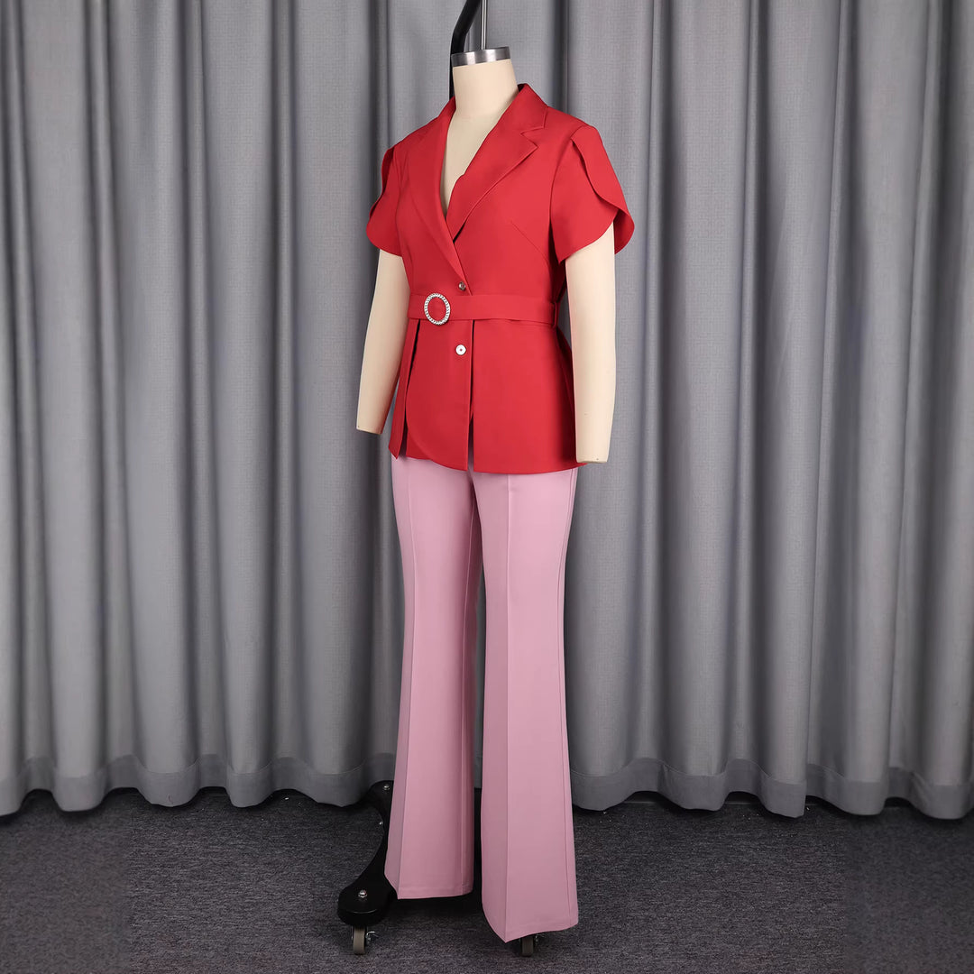 Damen Chic geschnittenes Blazer mit Gürtel Drune