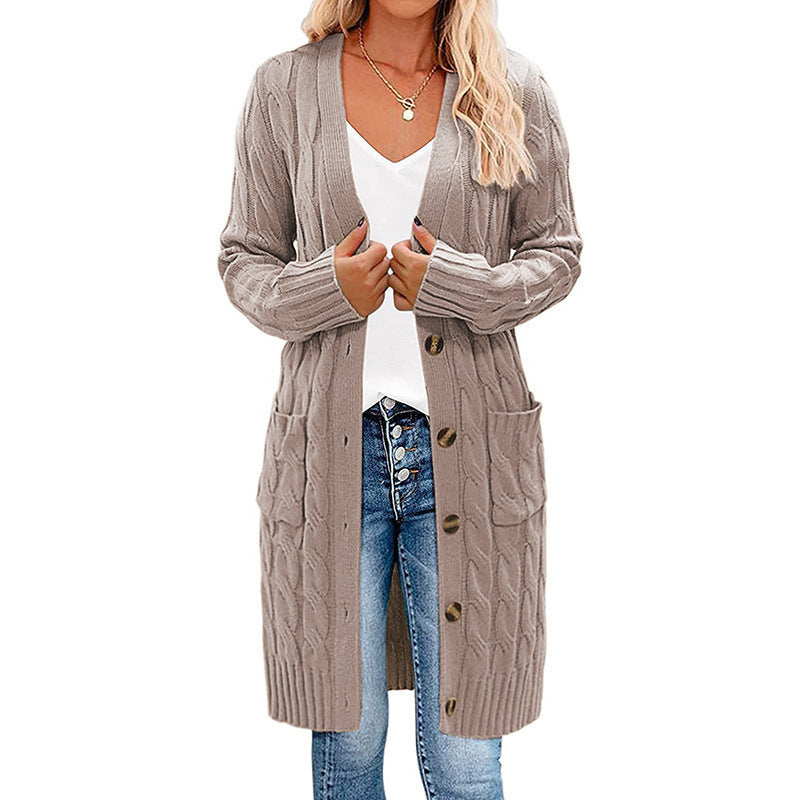 Damen Strickjacke mit Kabelmuster und Taschen Drune