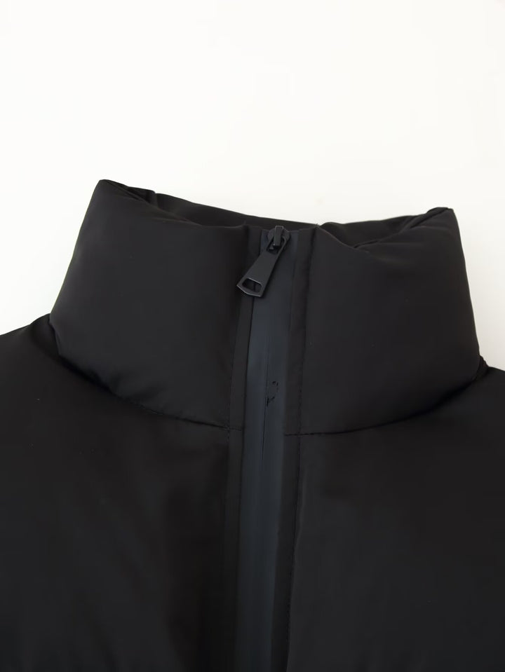 Damen modische cropped Steppjacke mit hohem Kragen und elastischem Saum Drune
