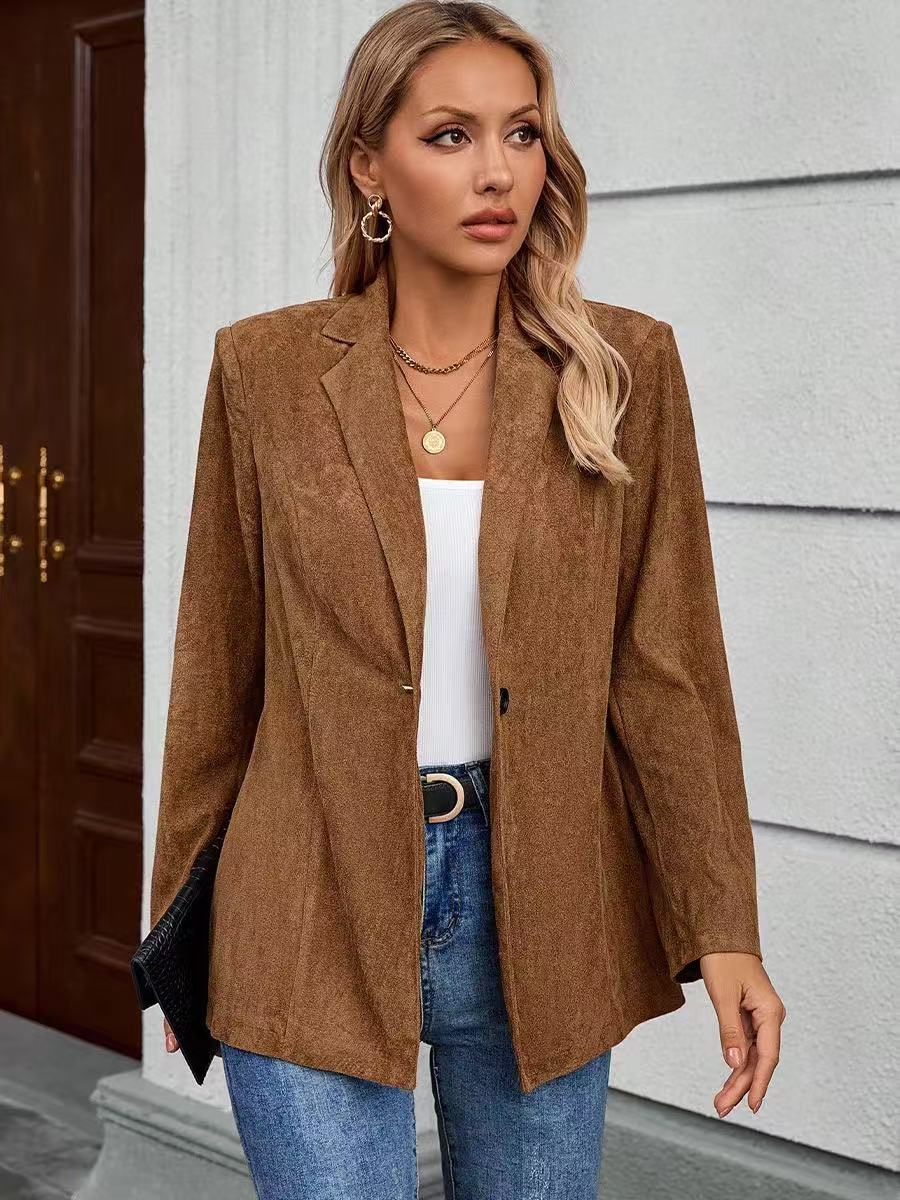 Damen Eleganter Blazer aus samtweichem Stoff mit strukturierter Oberfläche Drune