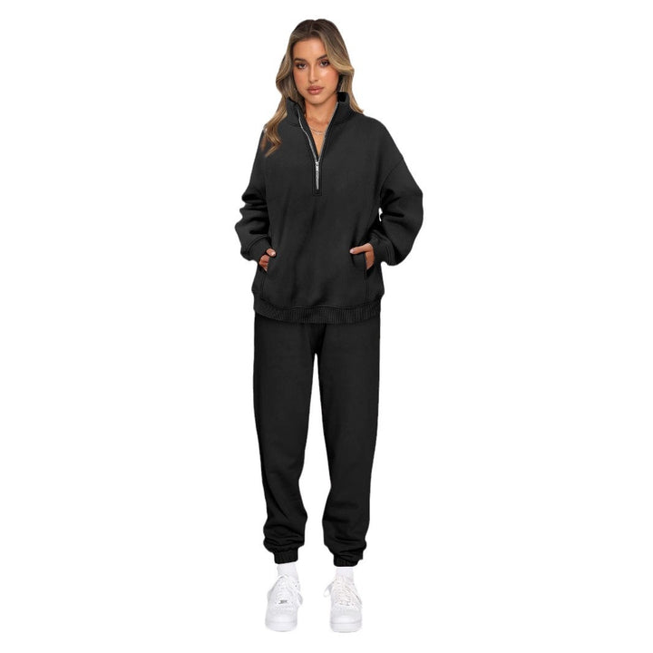 Damen sportliches Freizeit-Set mit hohem Kragen und praktischen Taschen Drune