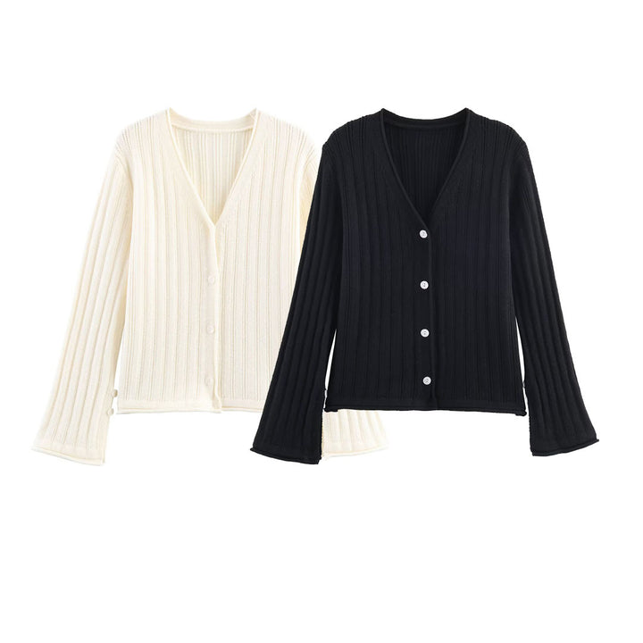Damen Strickjacke mit Rippstruktur und eleganten Knopfdetails Drune