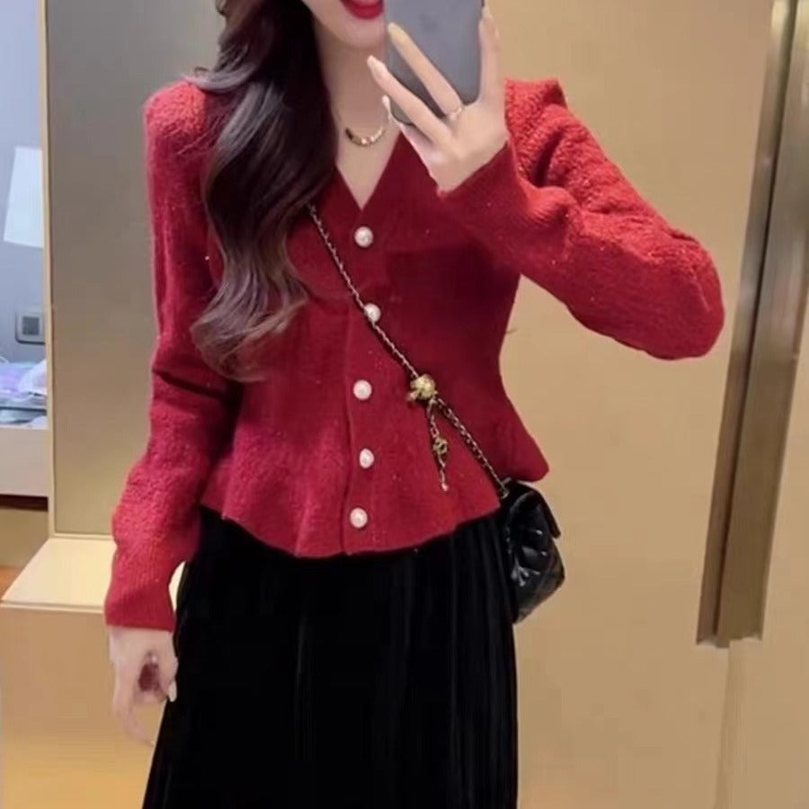 Damen Strickjacke mit dekorativen Knöpfen und eleganter Taillierung Drune
