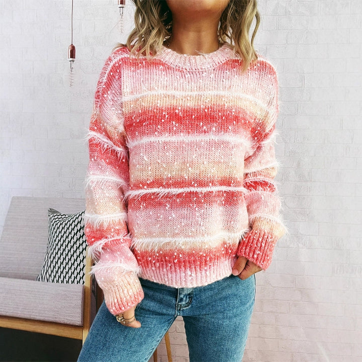 Damen kuscheliger Strickpullover mit trendigem Fransen-Design Drune