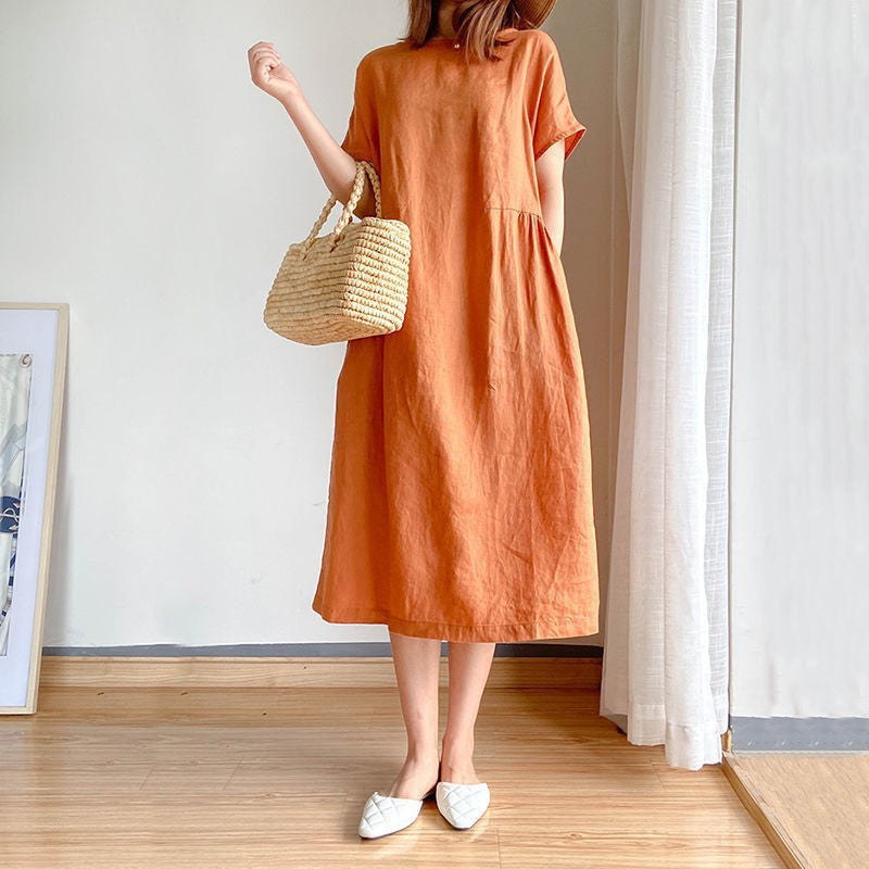 Damen Leichtes und vielseitiges Sommerkleid mit Taschen Drune